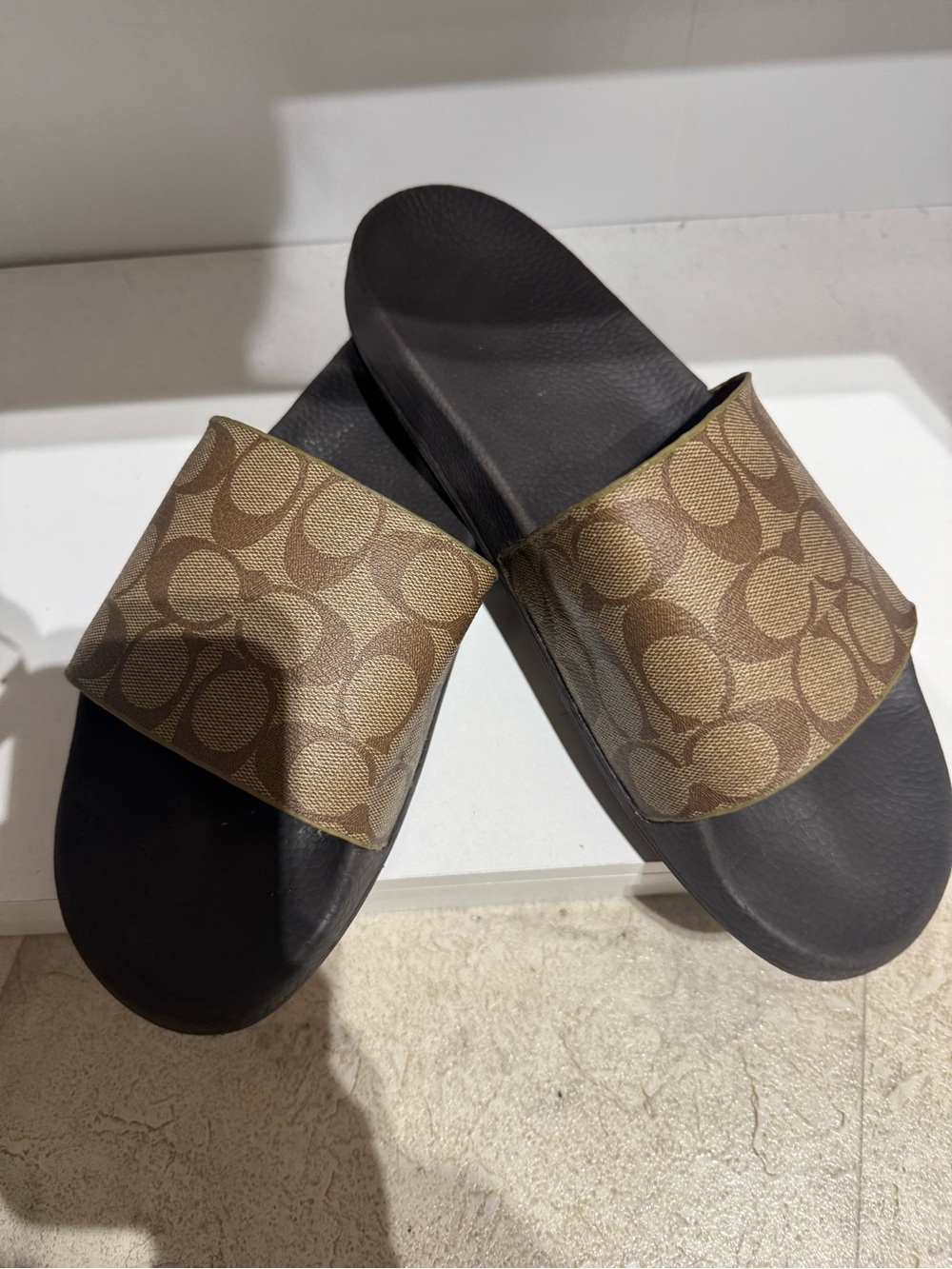 Coach Brown Signature Logo Slide Sandal - Picture 2 of 3